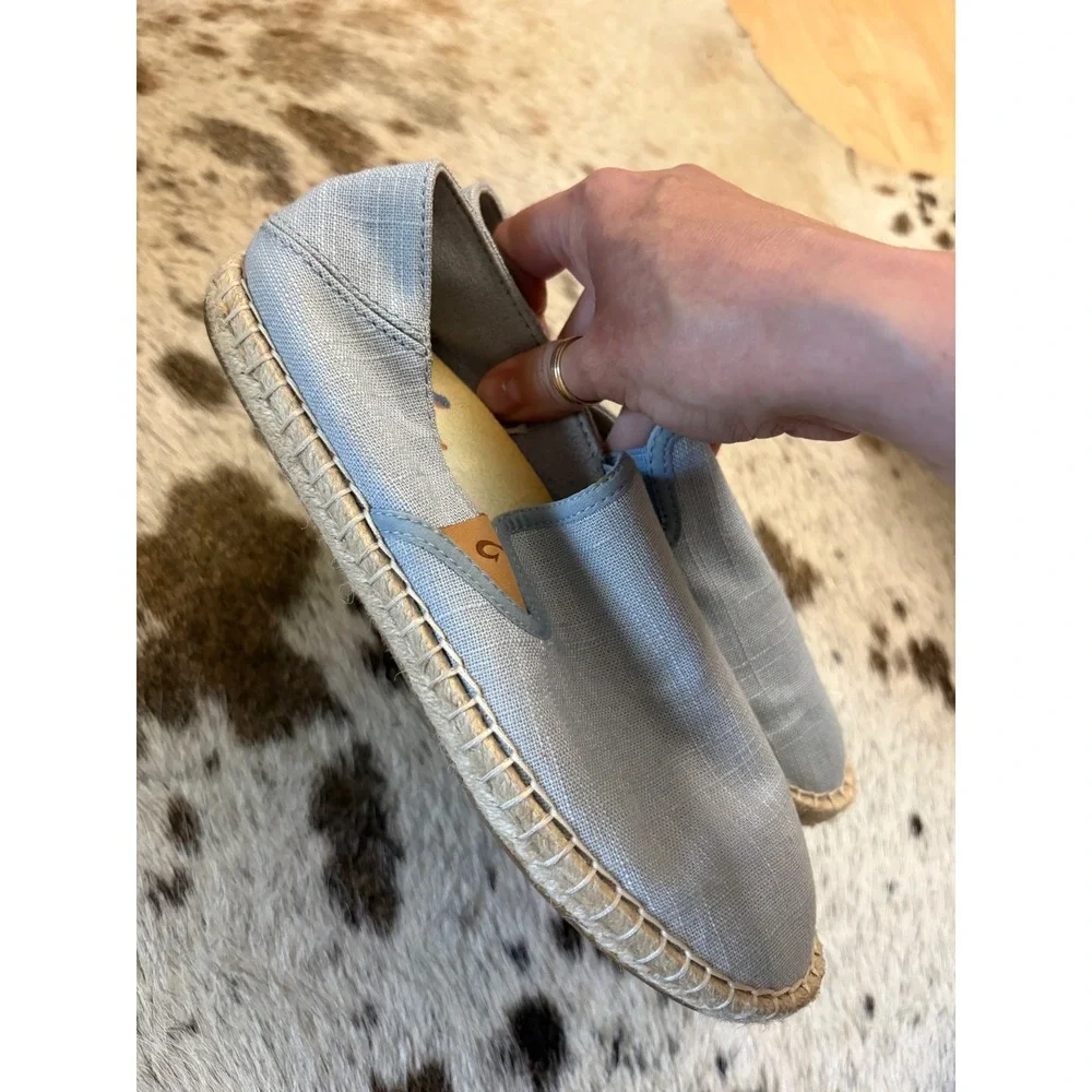 Olukai Kaula Pa'a Kapa Women's Espadrilles Light Blue Size 6.5